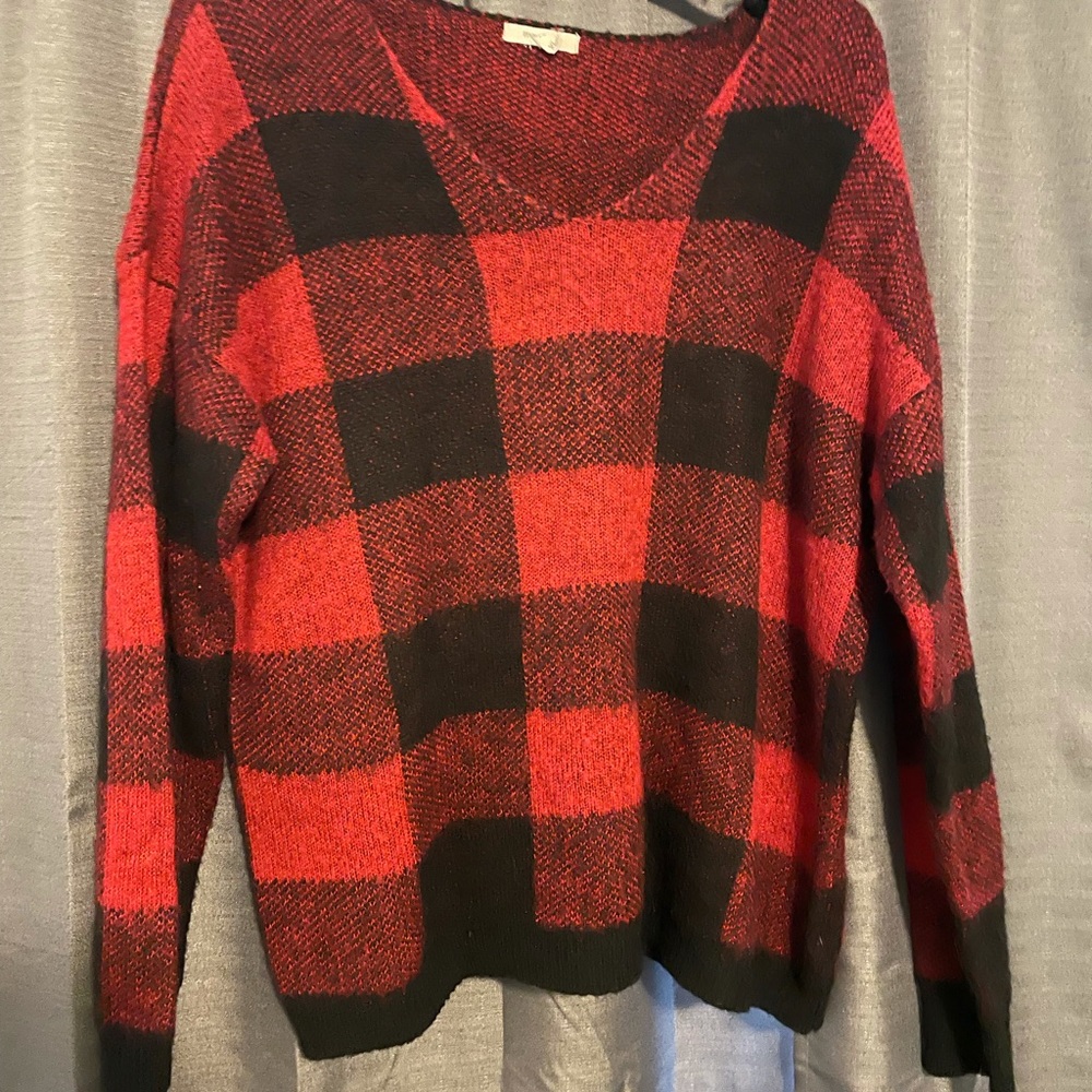 Maurices Buffalo Plaid Pullover V Neck Sweater. XL